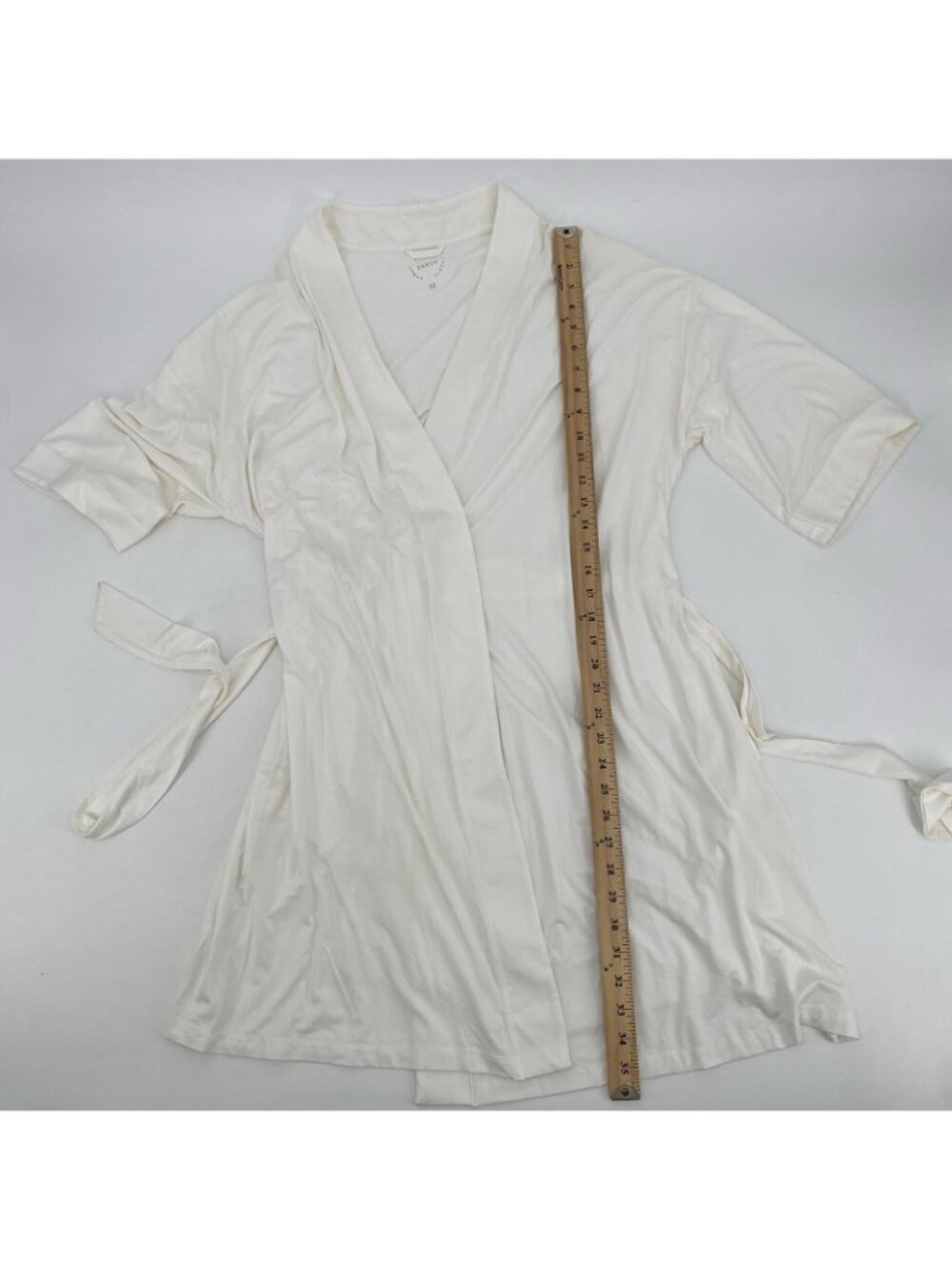 COZY EARTH Women's Size M Bamboo Stretch-Knit Robe Ivory White Loungewear - Picture 4 of 16